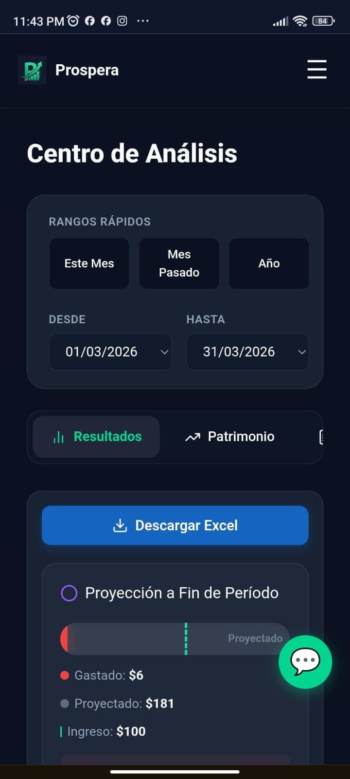 Prospera Mobile View